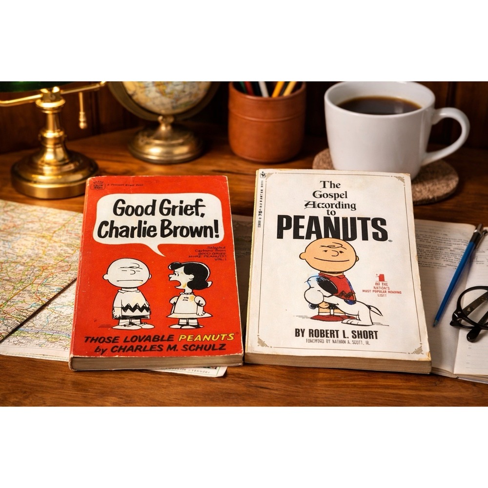 Vintage Peanuts Book Lot 1967 Charlie Brown & 1968 Gospel Paperback